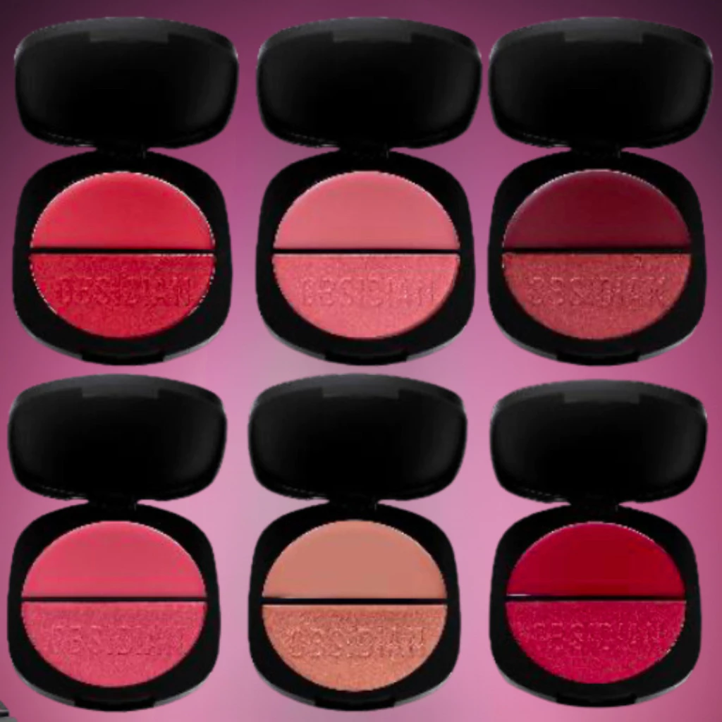 BLUSH DUO OBSIDIAN GEMINI COMPACTO CINTILANTE E CREMOSO RUBY ROSE - Imagem 3