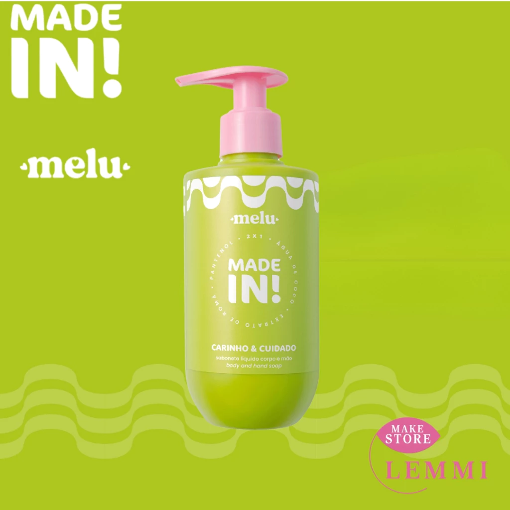 SABONETE LIQUIDO CORPO E MAO CARINHO CUIDADO MADE IN MELU RUBY ROSE