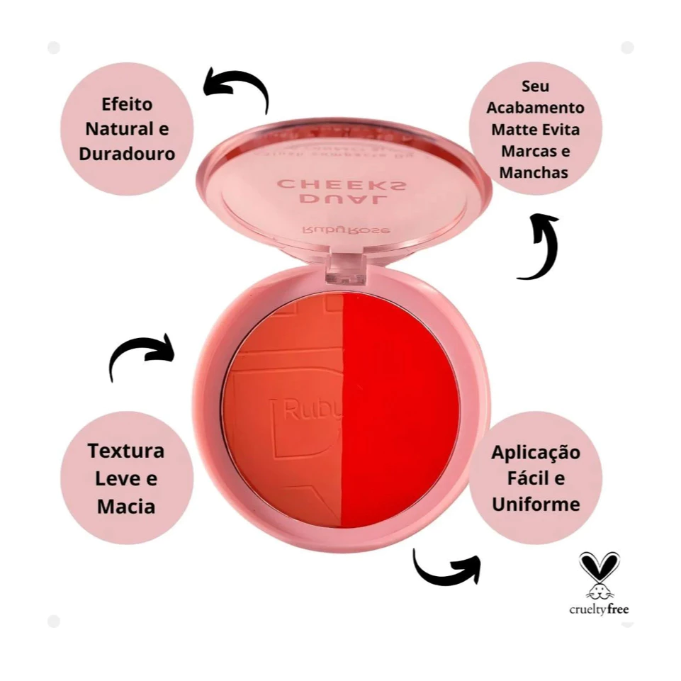 DUAL CHEEKS BLUSH COMPACTO DUO RUBYROSE - Imagem 4