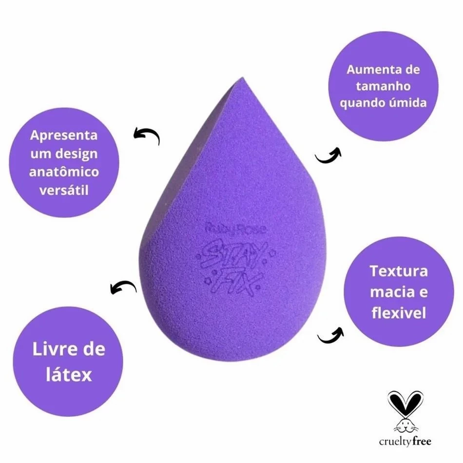 ESPONJA DE PRECISÃO PARA MAQUIAGEM TWOFIX BLENDER STAY FIX RUBY ROSE - Imagem 3