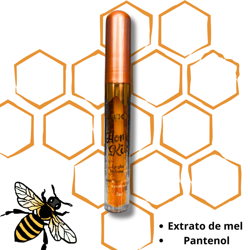 LIP GLOSS HONEY KISS DAPOP HIDRATANTE COM EXTRATO DE MEL E PANTENOL - Imagem 4