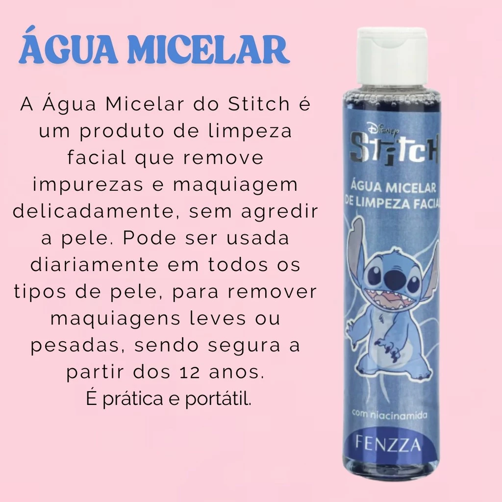 AGUA MICELAR DISNEY STITCH LIMPEZA FACIAL COM NIACINAMIDA FENZZA - Imagem 4