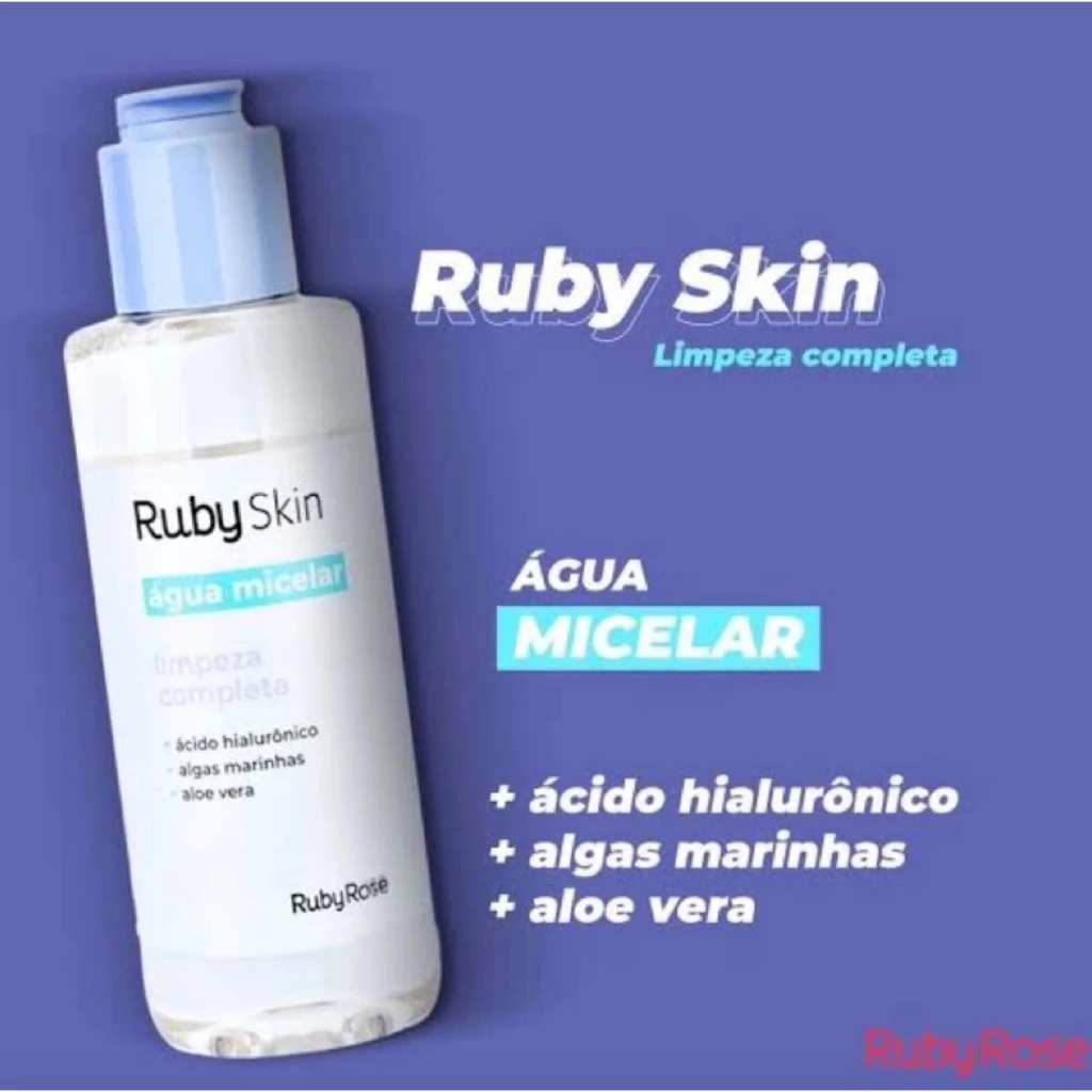 AGUA MICELAR RUBY SKIN ACIDO HIALURONICO EXTRATO DE CAMOMILA RUBY ROSE - Imagem 3