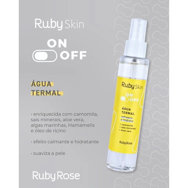 AGUA TERMALRUBY SKIN ON OFF HIDRATA E REFRESCA RUBY ROSE - Imagem 2