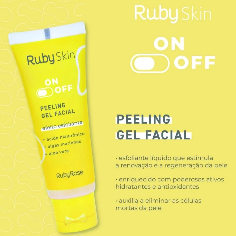 GEL FACIAL PEELING EFEITO ESFOLIANTE ON OFF RUBY ROSE - Imagem 3