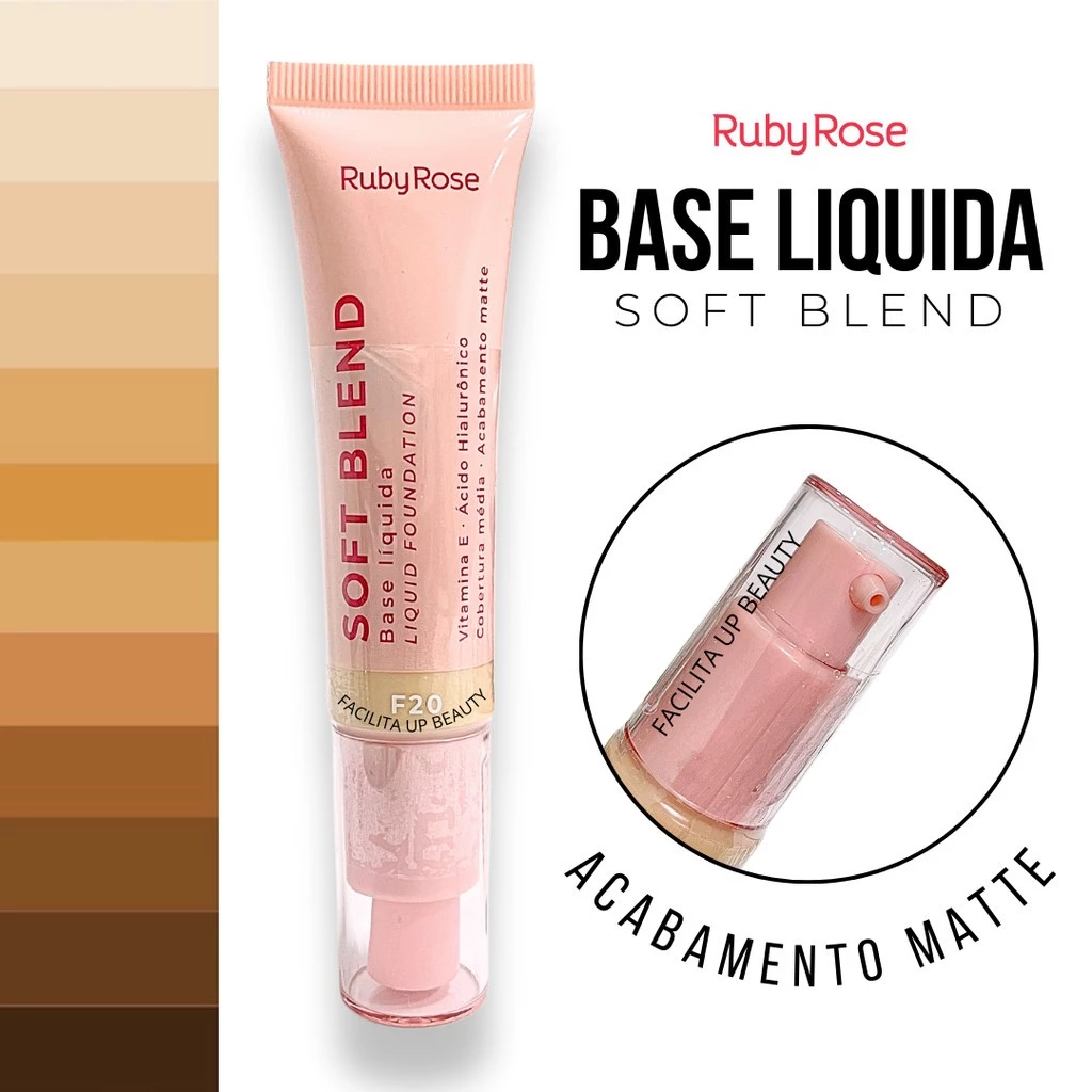 BASE LIQUÍDA SOFT BLEND LINHA ROSA RUBY ROSE - Imagem 2
