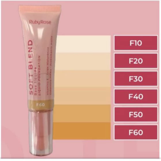 BASE LIQUÍDA SOFT BLEND LINHA ROSA RUBY ROSE - Imagem 3