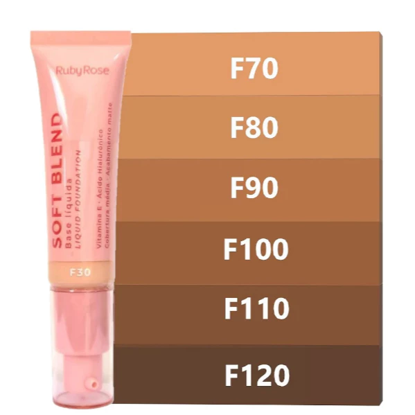 BASE LIQUÍDA SOFT BLEND LINHA ROSA RUBY ROSE - Imagem 4