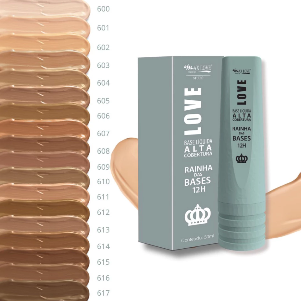 BASE LÍQUIDA ALTA COBERTURA RAINHA DAS BASES 12 HORAS MAX LOVE - Imagem 3