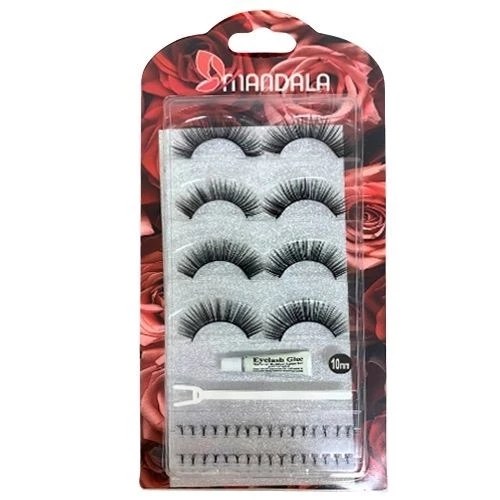CILIOS POSTIÇOS 4 PARES 10MM + COLA + TUFINHO + APLICADOR MANDALA