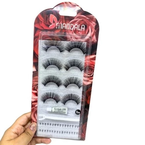 CILIOS POSTIÇOS 4 PARES 10MM + COLA + TUFINHO + APLICADOR MANDALA - Imagem 2