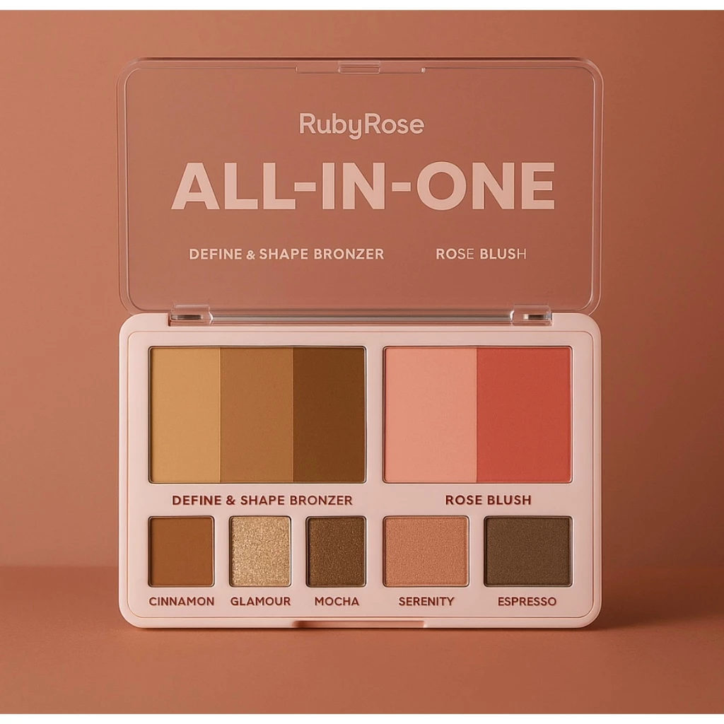 PALETA DE BRONZER, BLUSH E SOMBRAS ALL IN ONE RUBY ROSE - Imagem 2
