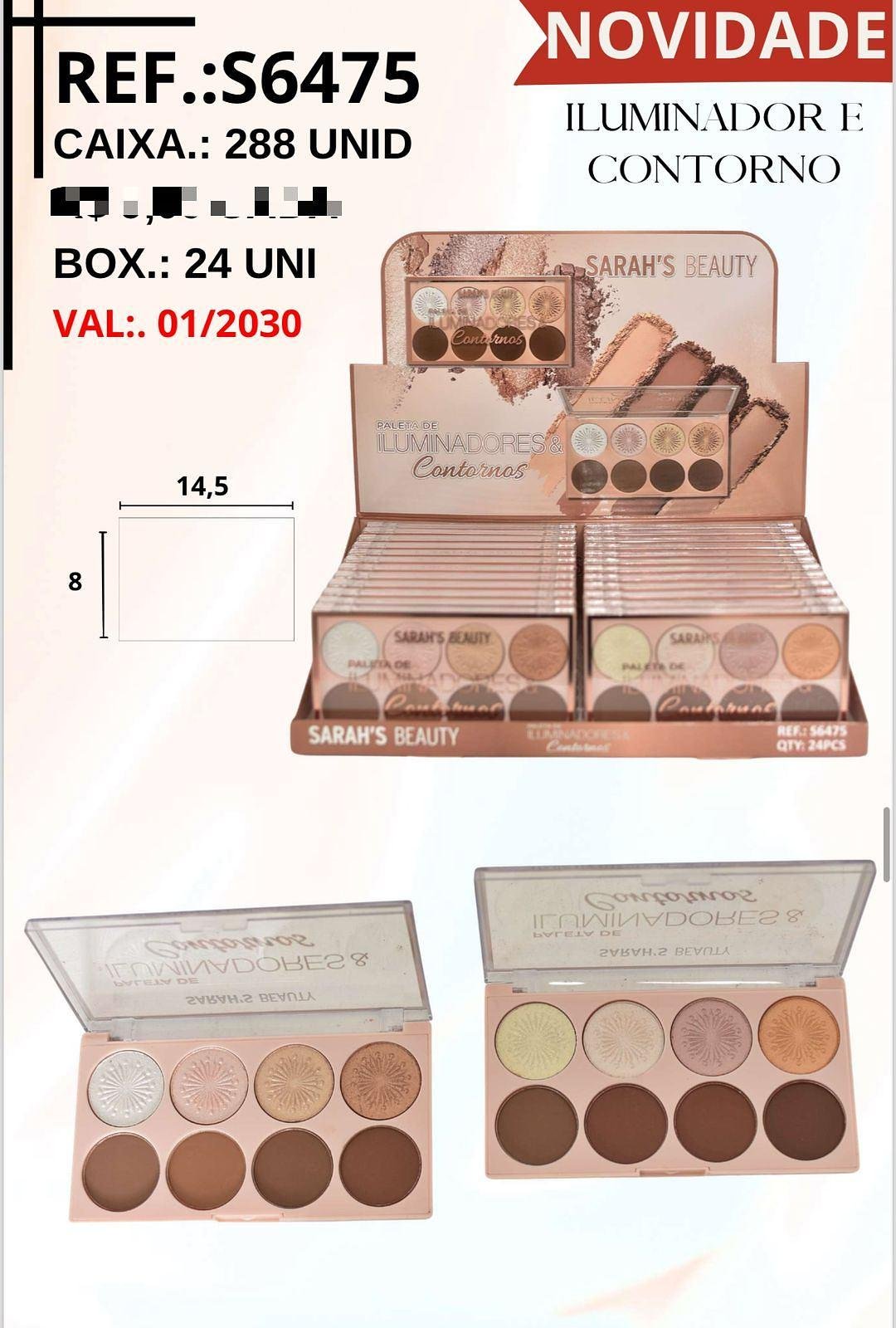 PALETA DE ILUMINADORES E CONTORNOS SARAHS BEAUTY - Imagem 2