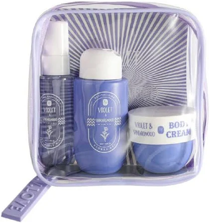 KIT TRAVEL PERFUME AZUL COM BOLSINHA FLORAL LOVE V V