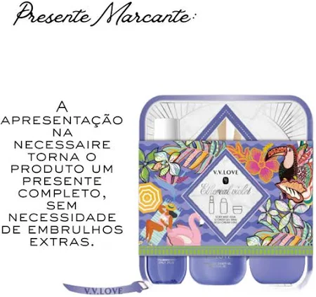 KIT TRAVEL PERFUME AZUL COM BOLSINHA FLORAL LOVE V V - Imagem 4