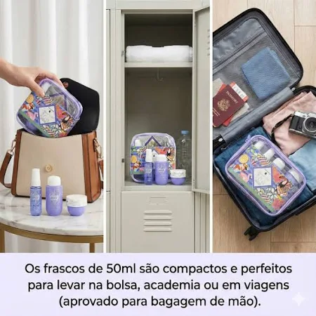 KIT TRAVEL PERFUME AZUL COM BOLSINHA FLORAL LOVE V V - Imagem 5