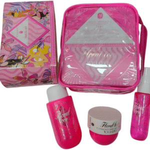 KIT TRAVEL PERFUME ROSA COM BOLSINHA FLORAL LOVE V V