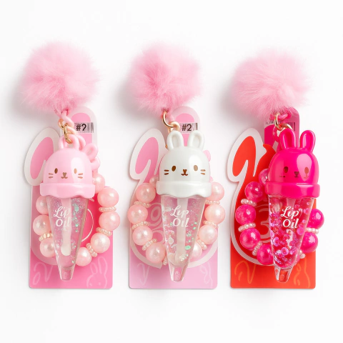 KIT LIP OIL COELHINHO COM CHAVEIRO AMOR ANJO