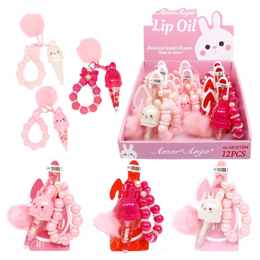 KIT LIP OIL COELHINHO COM CHAVEIRO AMOR ANJO - Imagem 2