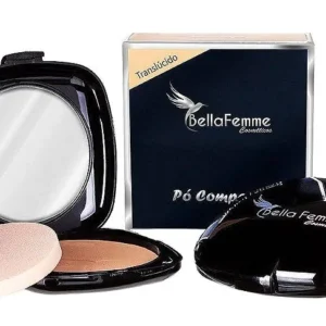 PO FACIAL COMPACTO DE LUXO COM ESPELHO E ESPONJA  COR CHOCOLATE